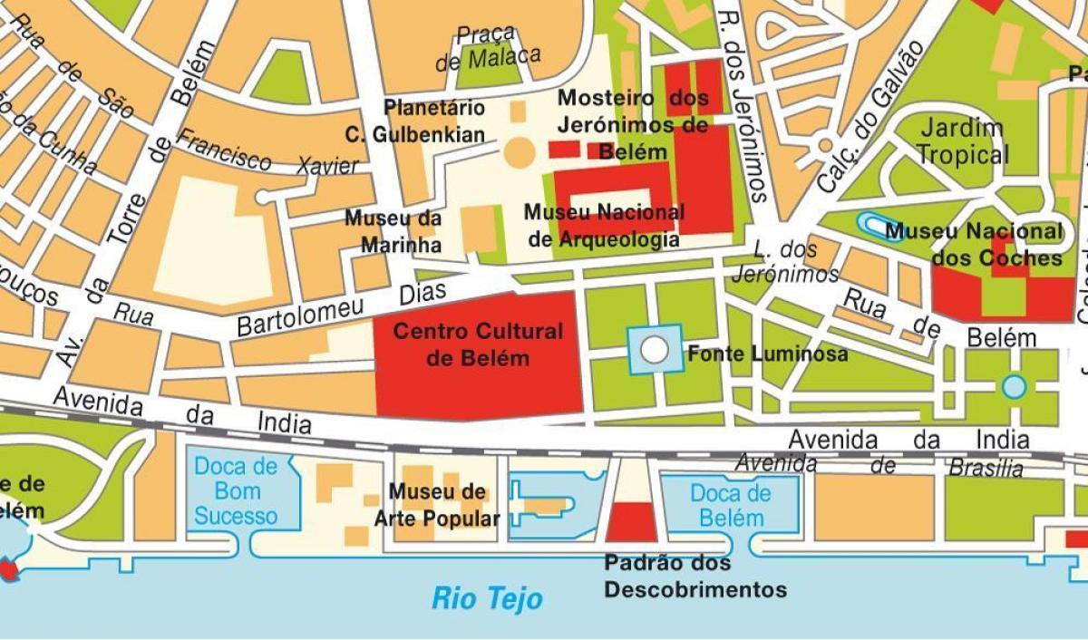 kaart van belem in lissabon