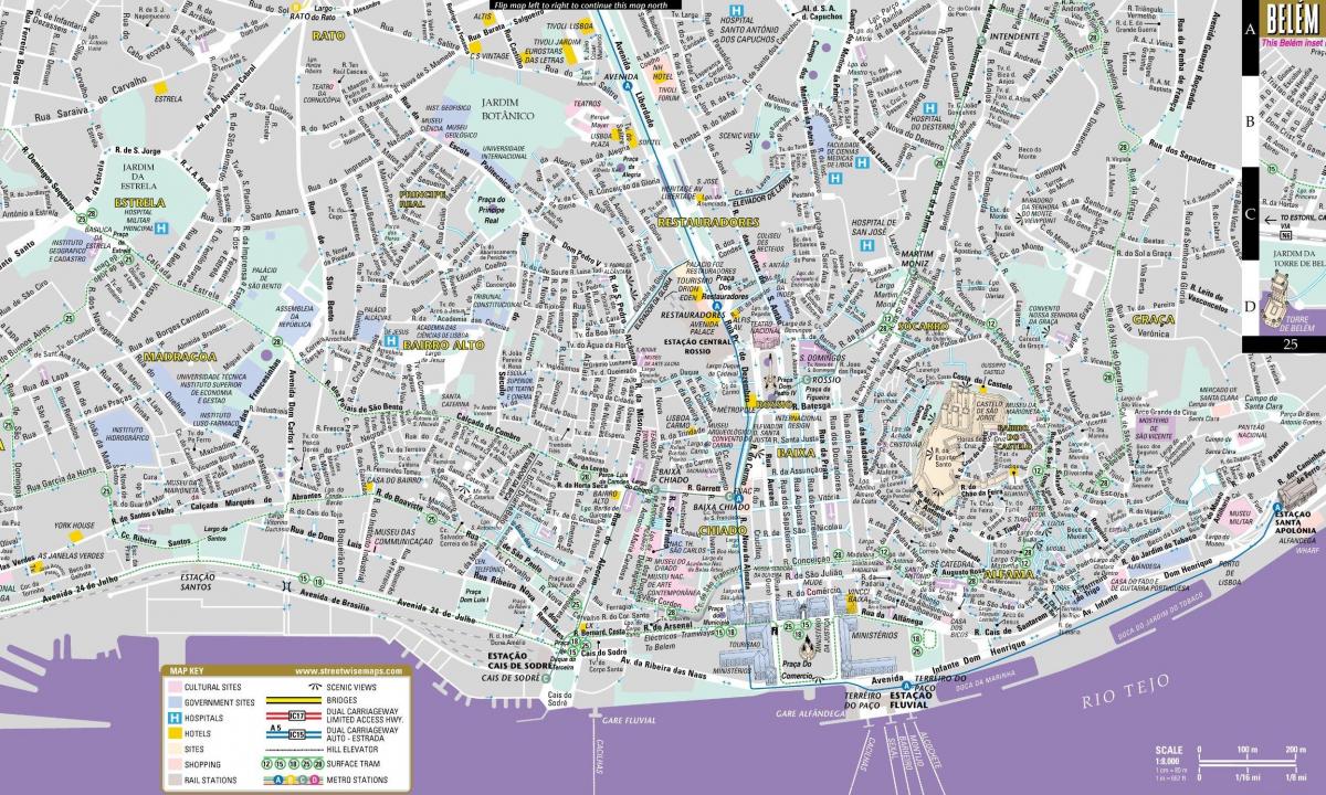 centrum van de stad lissabon kaart