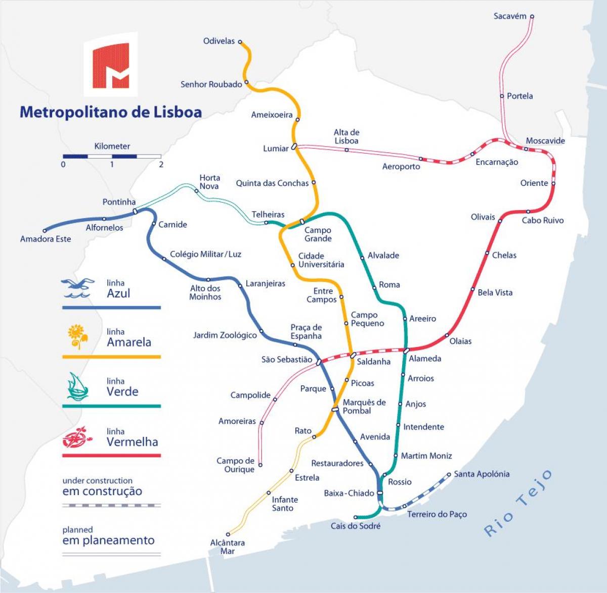 lissabon stations kaart