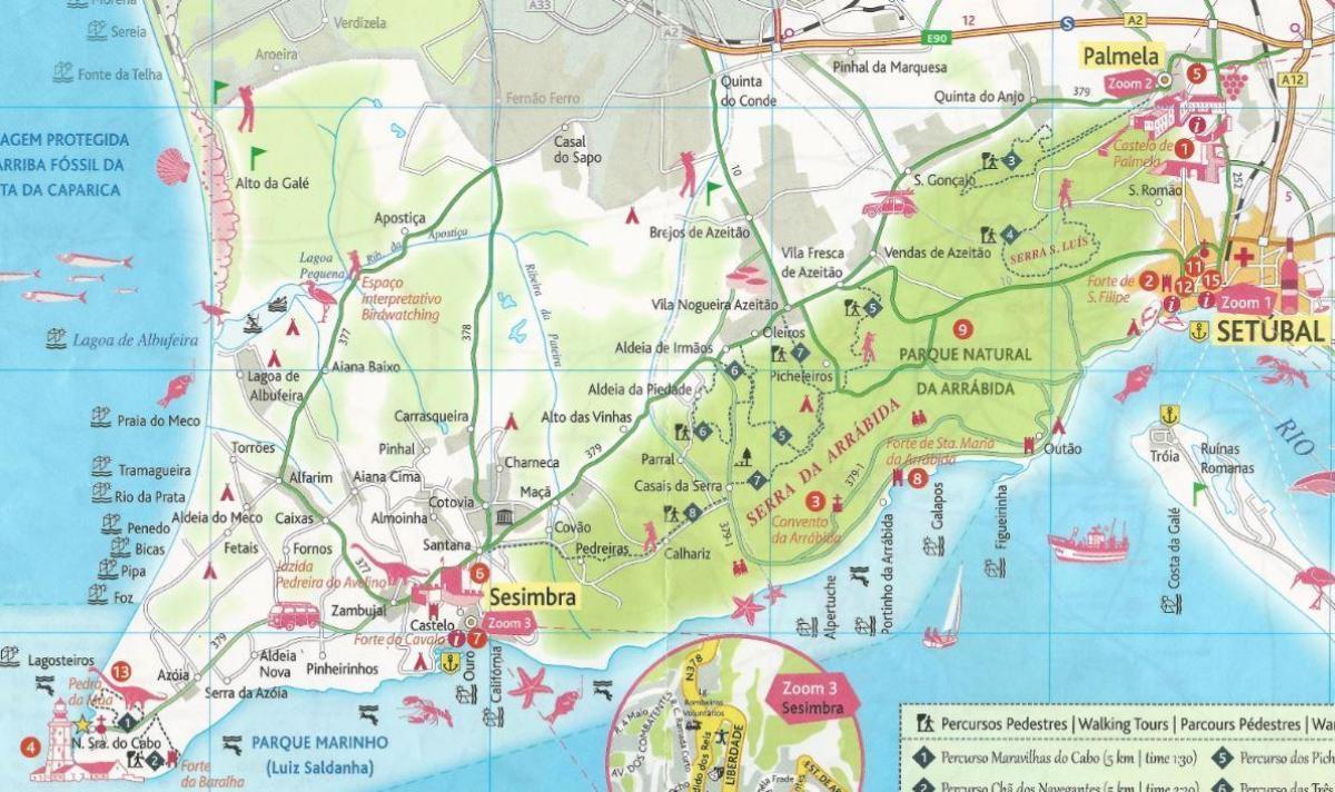 kaart van de kust van lissabon
