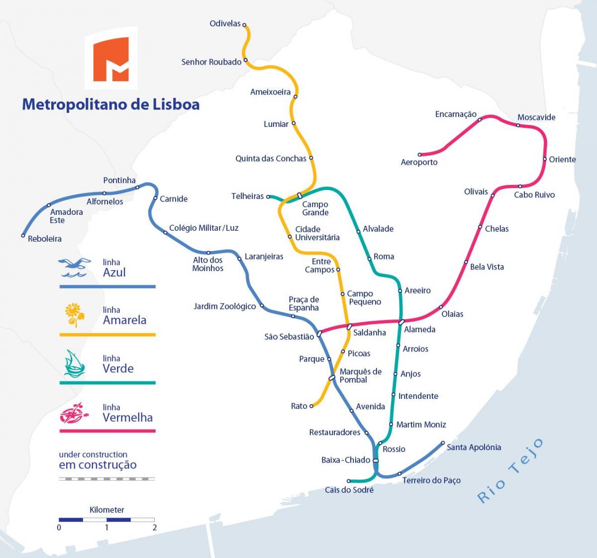 kaart metro lisboa
