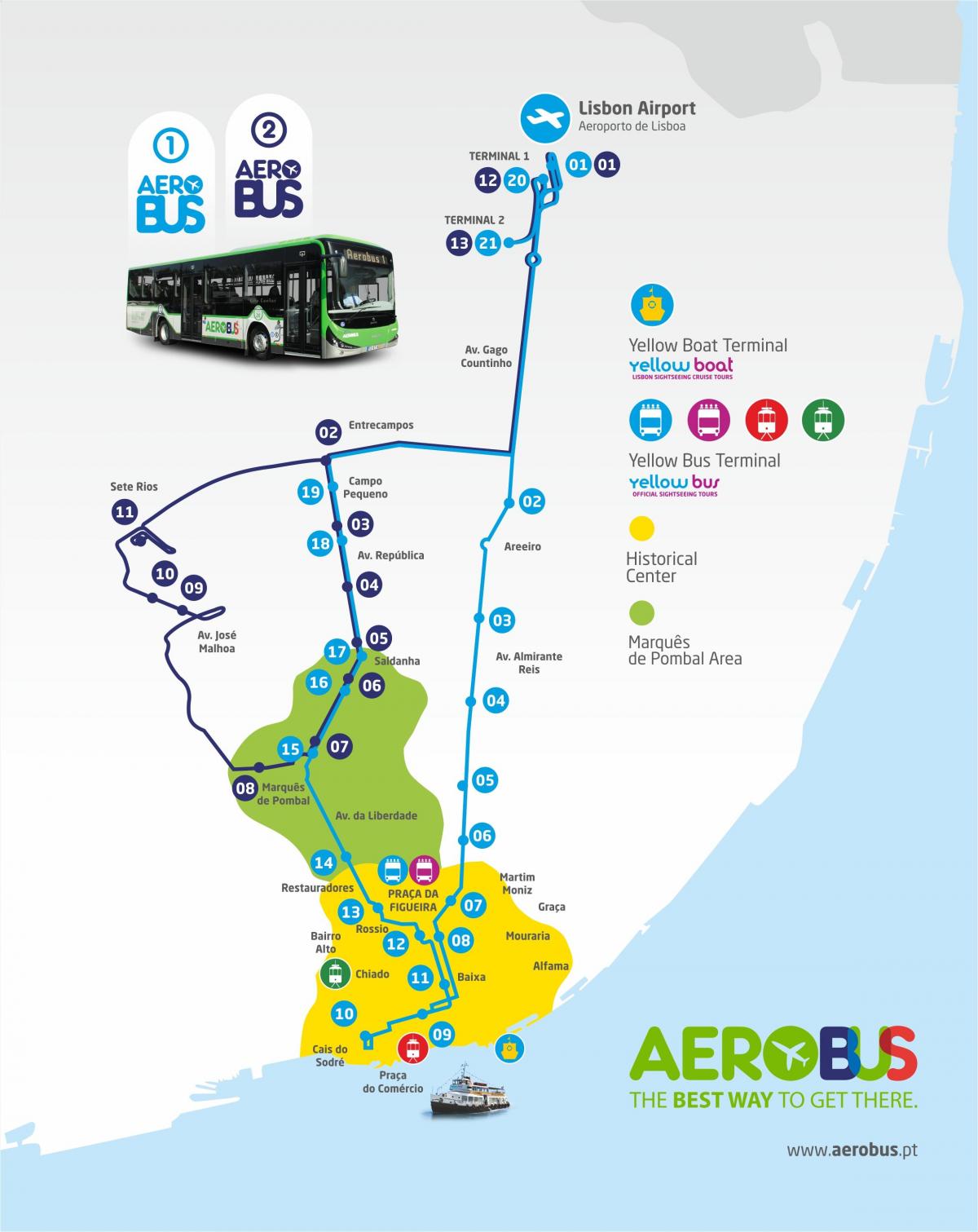 lissabon airport bus route kaart