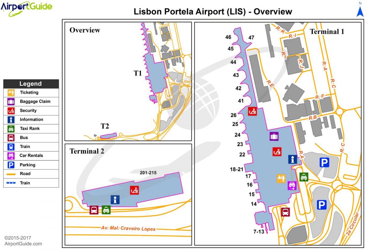 kaart van lissabon parkeren op de luchthaven