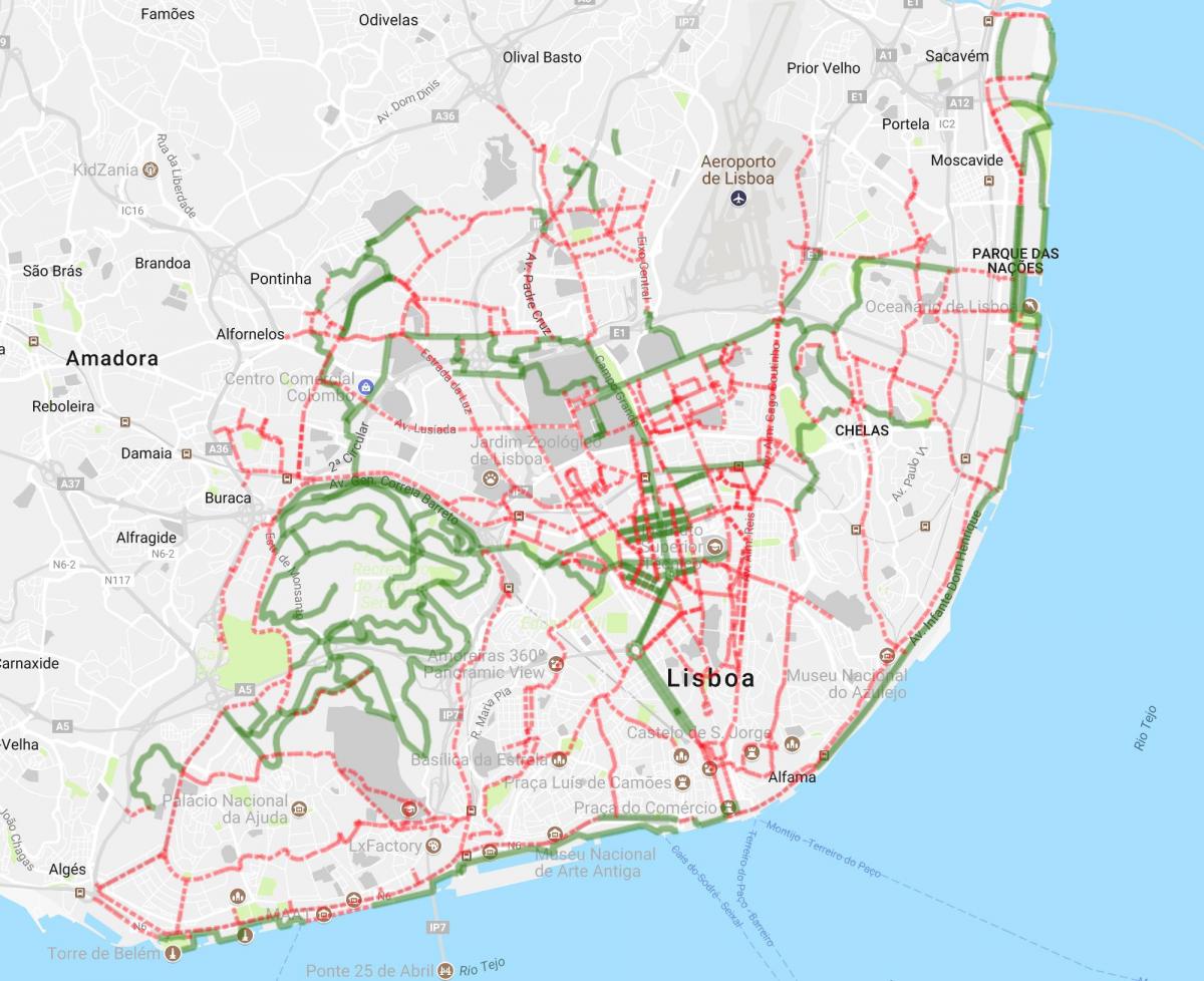 kaart van lissabon fiets