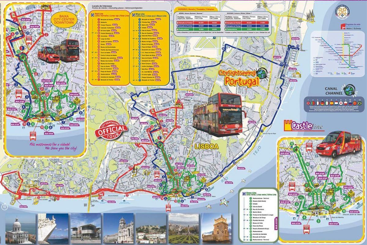 lissabon hop-on-hop-off bus route kaart