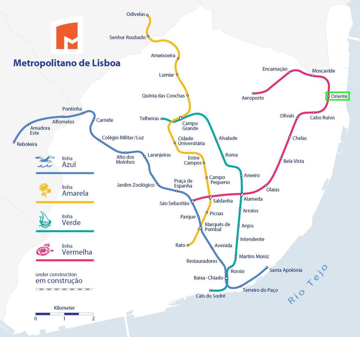 lissabon oriente station kaart