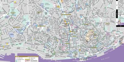Centrum van de stad lissabon kaart