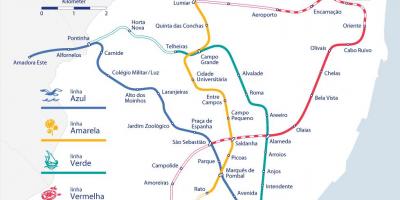 Lissabon stations kaart