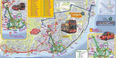 Lissabon hop-on-hop-off bus route kaart