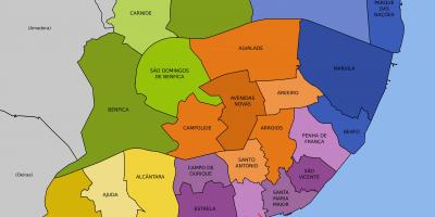 Kaart van lissabon portugal wijken